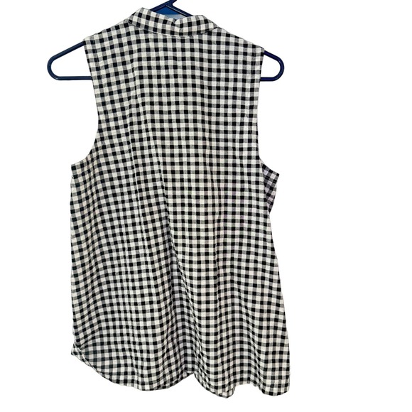 J. Jill Crinkled Gingham Collared Sleeveless Button Down Shirt Size Medium - Picture 8 of 9